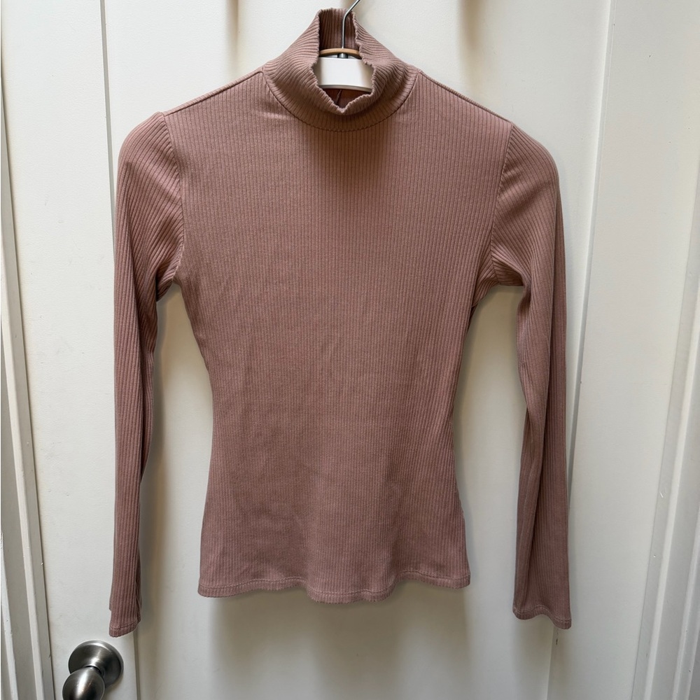Reformation Long Sleeve Ribbed Top - Tan Size xs-small